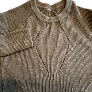 Lululemon Womens Knit Sweater No Size (Small?) Ribbed Dark Gray Pockets and Thum